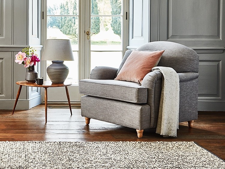 This is how I look in Stain Resistant Broad Weave Linen Silver with reflex foam seat cushions